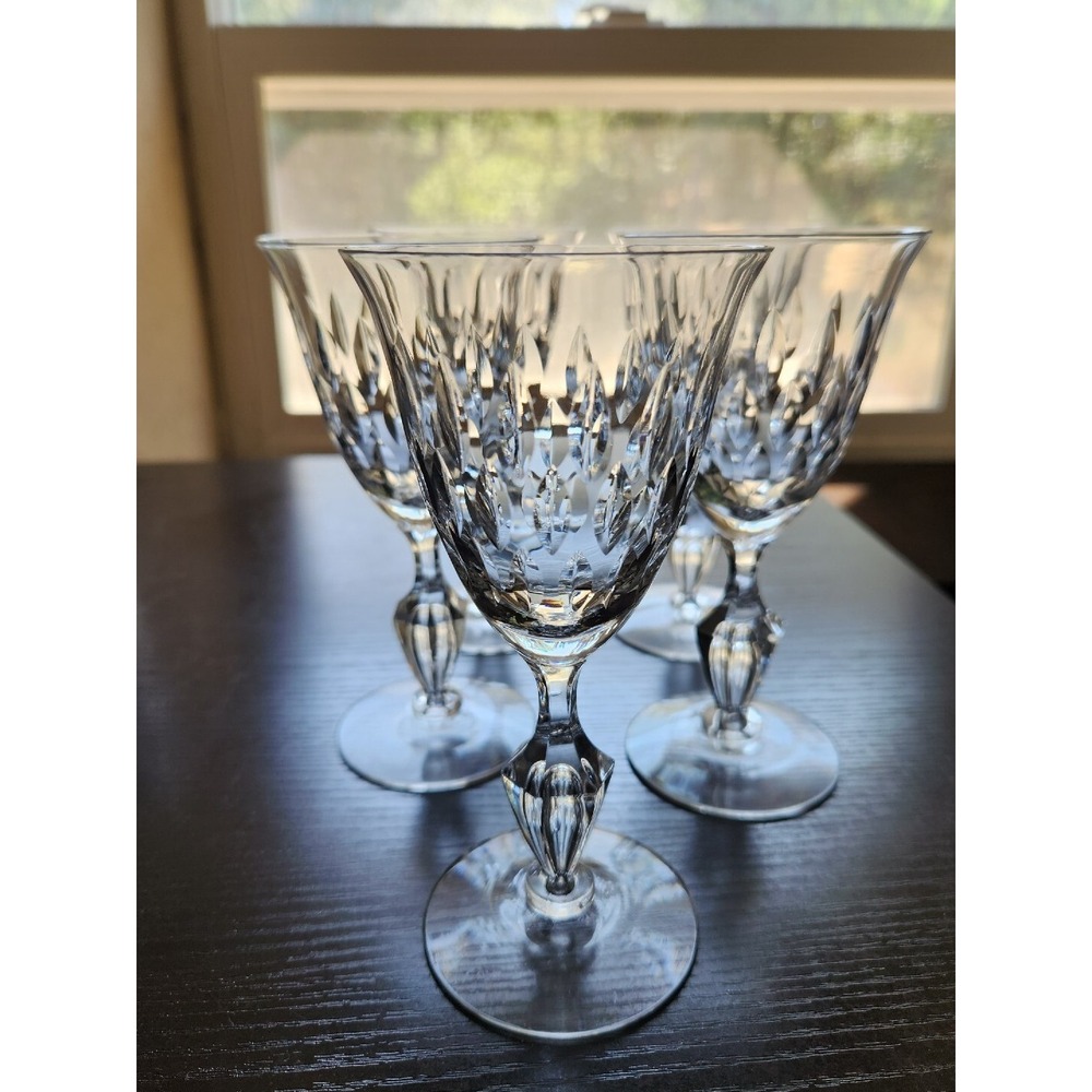 Vtg Tiffin Franciscan Crystal Water Goblets Wine Glasses Jamestown? Set Of 5 - Picture 2 of 10